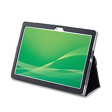 エレコム LAVIE Tab E TE710/KAW ケース カバー 手帳 フラップ レザー 軽量 ハンドホールドベルト付 ブラック TB-N201PLFBK