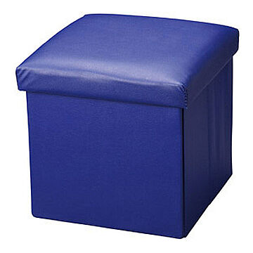 ブルーのインテリア収納スツールボックス