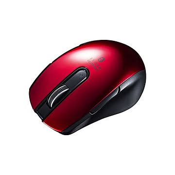 サンワサプライ Bluetooth 5.0 ブルーLEDマウス（5ボタン・左右対称） レッド MA-BTBL171R
