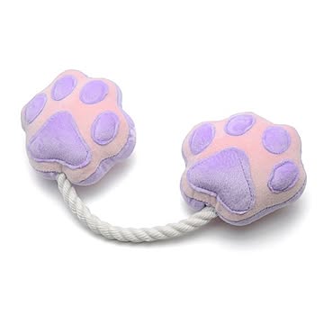 （まとめ）ペットプロ 足型ひっぱりロープ パープル【×5セット】
