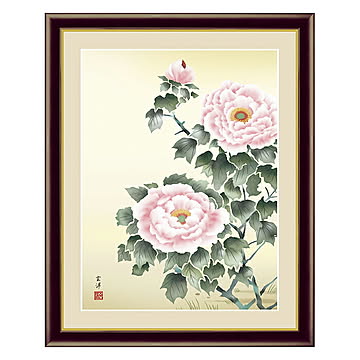 アート 額絵 富貴花 近藤 玄洋 本紙サイズ F4(約31x23cm) 額サイズ 42x34cm 三幸
