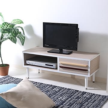 オスロ テレビボード 幅90cm ホワイトウォッシュ 引き出し1杯付き 脚付き