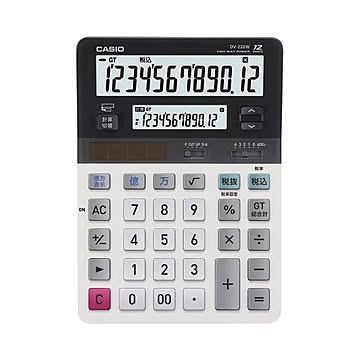 (まとめ) カシオ CASIO ツイン液晶電卓 ミエ2くん 12桁+12桁 デスクタイプ DV-220W-N 1台 【×5セット】