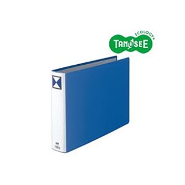 （まとめ）TANOSEE 両開きパイプ式ファイル B4ヨコ 50mmとじ 青 30冊