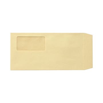 TANOSEE 窓付封筒 裏地紋なし長3 テープのり付 70g/m2 クラフト（窓：グラシン紙）業務用パック 1ケース（1000枚）