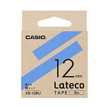 （まとめ）カシオ ラテコ 詰替用テープ12mm×8m 青/黒文字 XB-12BU 1セット（5個）【×3セット】