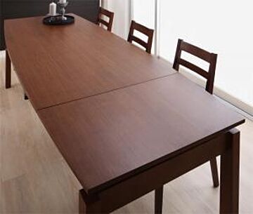 Kante 天然木ウォールナット材 デザイン伸縮ダイニングテーブル W140-240 ウレタン塗装