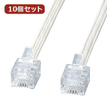10個セット サンワサプライ エコロジー電話ケーブル TEL-E4-3N2 TEL-E4-3N2X10 管理No. 4589452977574