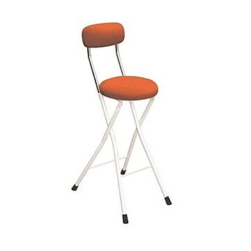 折りたたみ椅子 幅36cm オレンジ×ミルキーホワイト 円型座面 日本製 スチール 円座 1脚販売 リビング 完成品 