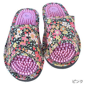健康サンダル レディース 室内 タイニーフラワー イボイボ 花柄 女性用 スリッパ ピンク ブルー