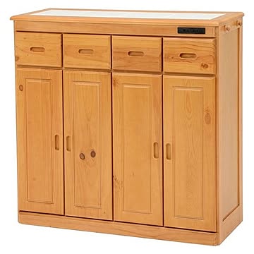 キッチンカウンター/キッチン収納 【高さ91cm】 木製 キャスター 2口コンセント付き 完成品【代引不可】