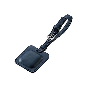 エレコム AirTag用 ホルダー タグ レザー フルカバー カラビナ付 ストラップ付 エアタグ盗難防止 紛失防止 ネイビー AT-LTSNV