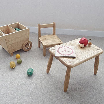 国産 栗無垢材 子供用 スクエアテーブル