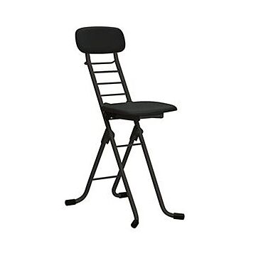折りたたみ椅子 幅35cm ブラック×ブラック 日本製 高さ6段調節 スチールパイプ 完成品 1脚販売 リビング 在宅ワーク