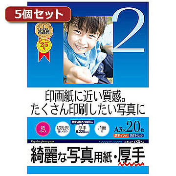 5個セットインクジェット写真用紙・厚手 JP-EK5A3X5 管理No. 4589452981427