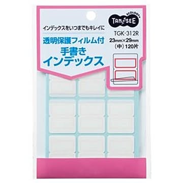 （まとめ） TANOSEE 透明保護フィルム付 手書きインデックス 中 23×29mm 赤枠 1パック（120片：12片×10シート） 【×30セット】