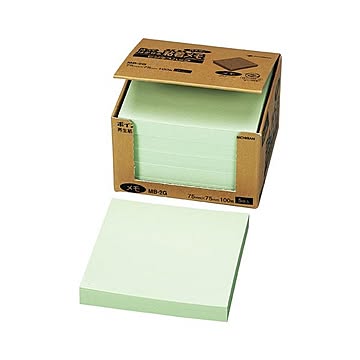 (まとめ) ニチバン ポイントメモ 再生紙 ビジネスパック 75×75mm グリーン MB-2G 1パック(5冊) 【×10セット】
