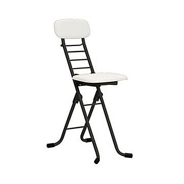 折りたたみ椅子 幅35cm ホワイト×ブラック 日本製 高さ6段調節 スチールパイプ 完成品 1脚販売 リビング 在宅ワーク