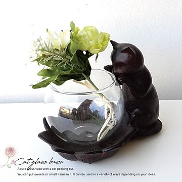 猫ガラスベース 