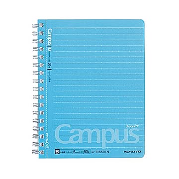 （まとめ）コクヨ キャンパスツインリングノート（ドット入り罫線 カットオフ）A6 B罫 50枚 ス-T155BTN 1セット（5冊）【×5セット】