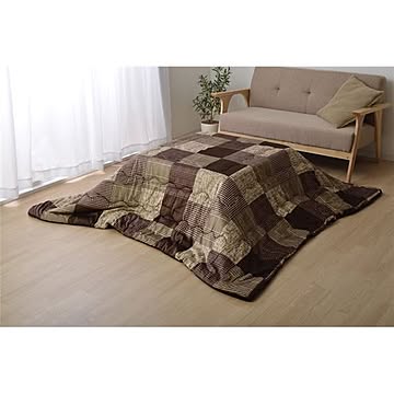 チェック柄 こたつ布団 【長方形 ブラウン 約190cm×240cm】 洗える フランネル素材 〔リビング〕