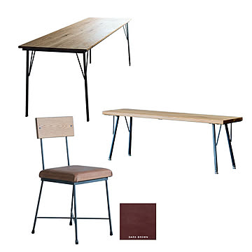 【受注生産】 SIKAKU シカク SK DINING TABLE SET 1500 エスケーダイニング テーブルセット1500 (テーブル×1+ベンチ×1+チェア×2)  天然木 オーク材 本革