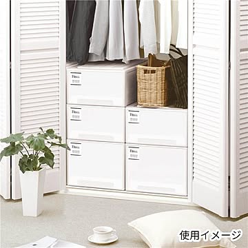 衣類収納/収納ケース クローゼット L-30 ホワイト 2個組 幅30cm キャスター対応 『天馬 Fits フィッツケース モノ』