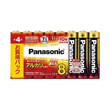 （まとめ）パナソニック アルカリ乾電池 単4形LR03XJ/8SW 1パック(8本)【×5セット】