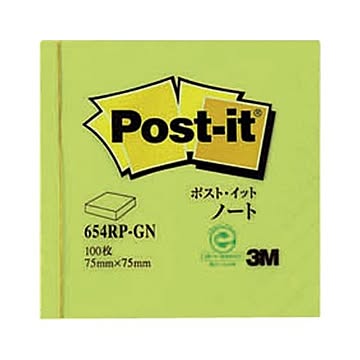 （まとめ） 住友スリーエム ポストイット(R) 再生紙 1個入り 横75×縦75mm 654RP-GN グリーン 1個入 【×10セット】