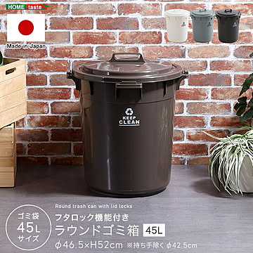 ゴミ箱 フタロック機能付き ラウンド ゴミ箱45L