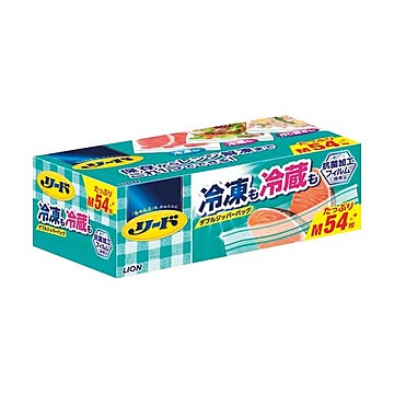 （まとめ）ライオン リード冷凍も冷蔵も新鮮保存バッグ ダブルジッパー M 大容量 1パック（54枚）【×10セット】
