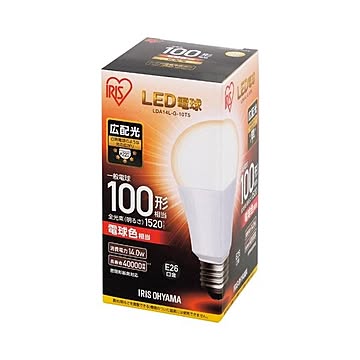 （まとめ） アイリスオーヤマ LED電球100W E26 広配 電球 LDA14L-G-10T5×5セット