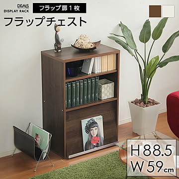 ディスプレイラック フラップ扉 1枚 リビング収納 60幅 本棚 リビング収納 ディスプレイ棚 シェルフ 収納棚収納家具【DEALS-ディールズ-】 フラップ扉1枚タイプ 一人暮らし
