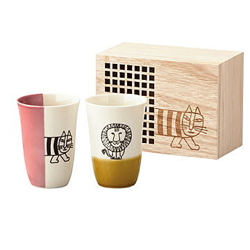 リサラーソン 木箱入りフリーカップ2個セット 山加商店