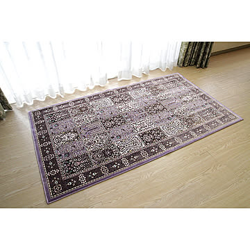 サンレモ 日本製モケット織りラグ　100×180cm パープル