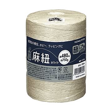 （まとめ）コクヨ 麻紐（ホビー向け）ホワイト480m ホヒ-35W 1巻【×5セット】