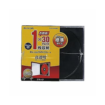 (まとめ)エレコム Blu-ray/DVD/CDケース(標準/PS/1枚収納) CCD-JSCN30BK×2セット