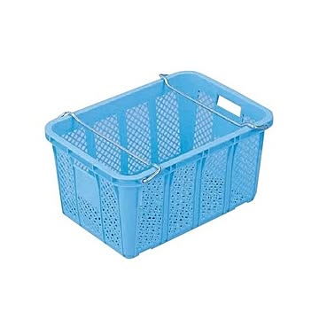 【5個セット】プラスケット/網目ボックス 【金具付き】 ブルー スタッキング金具使用時：段積み可【代引不可】