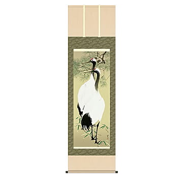 掛け軸 慶鶴図 川端龍子 54.5x190cm 三幸
