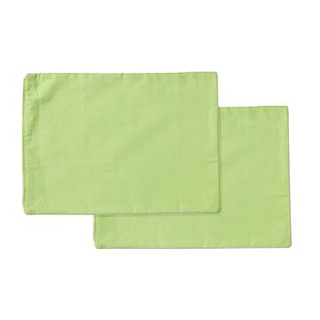 枕カバー/寝具 【グリーン 2枚組 約43×63cm】 日本製 洗える 綿100％ ヒバエッセンス使用 〔ベッドルーム 寝室〕【代引不可】
