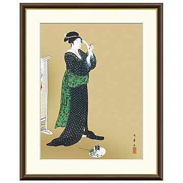 額絵 夏姿美人図 喜多川歌麿 61x49.5cm 三幸