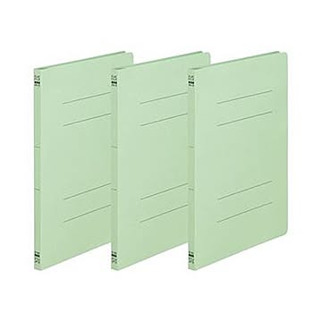 （まとめ）TANOSEE フラットファイル（ノンステープルタイプ）A4タテ 150枚収容 背幅18mm 緑 1パック（3冊）【×100セット】