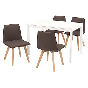 ダイニング 5点セット テーブル 110×70cm チェア ブラウン×4 木製 組立品