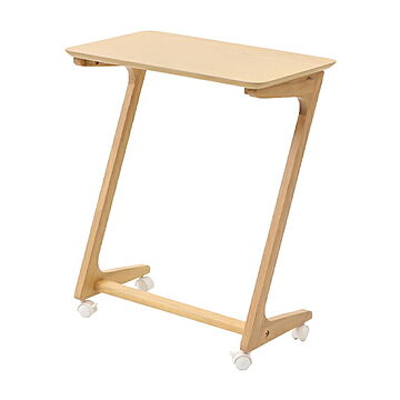 ヤマソロ アストル 木製サイドテーブル キャスター付き ブラウン・ホワイト 1年保証