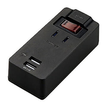 5個セット YAZAWA ブレーカースイッチ付1AC2USB2.4Aブラック H6BKS3102UBKX5 管理No. 4589453400798
