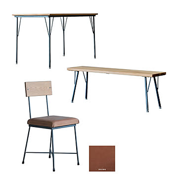 【受注生産】 SIKAKU シカク SK DINING TABLE SET 1200 エスケーダイニング テーブルセット1200 (テーブル×1+ベンチ×1+チェア×2)  天然木 オーク材 本革