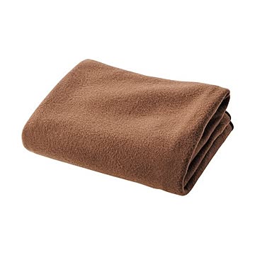 （まとめ）フリースひざ掛け 巾着入 70×80cmブラウン 1枚【×10セット】