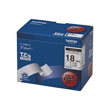 TZeテープ（ラミネートテープ） ピータッチ専用テープ（バリューパック） 白（黒文字） 18mm 5個入