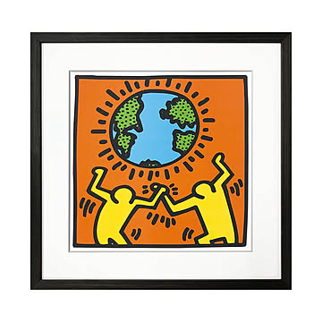 Keith Haring アートポスター m12673 ブラック 42.5cm×42.5cm×3.2cm フレーム付き