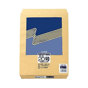 （まとめ） ピース R40再生紙クラフト封筒 角20 85g／m2 790 1パック（100枚） 【×5セット】